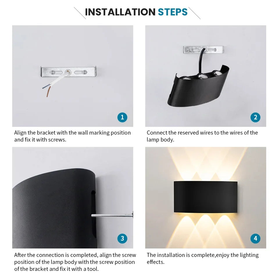 LED wall lights UP & Down AC85-265V ABS Waterproof Led Lights Modern Indoor Outdoor Appliances For Wall Panels Home Garden Yard