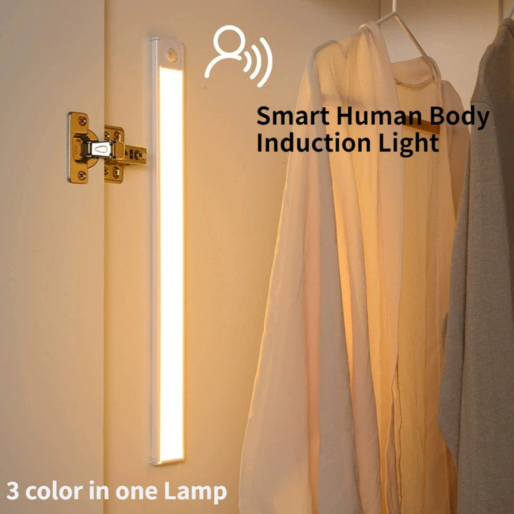 LED Night Light Ultra Thin Human Body Sensor Light USB Rechargeable Cabinet Light for Kitchen Bedroom Wardrobe Lighting 2PC 40CM