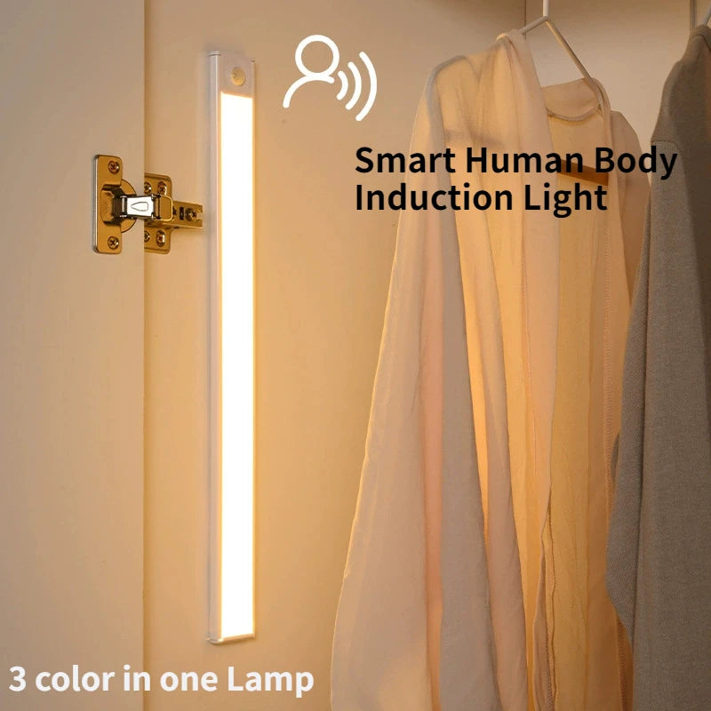 LED Night Light Ultra Thin Human Body Sensor Light USB Rechargeable Cabinet Light for Kitchen Bedroom Wardrobe Lighting 2PC 40CM