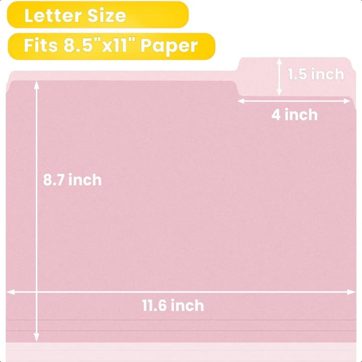File Folders 30 Pack Manilla Folders 8.5 x 11 Colored File Folders Home Office School Supplies for Documents Files Paper Pink