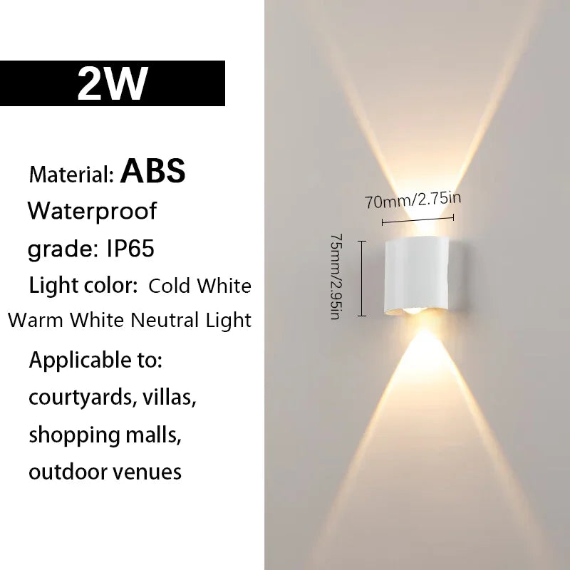 LED wall lights UP & Down AC85-265V ABS Waterproof Led Lights Modern Indoor Outdoor Appliances For Wall Panels Home Garden Yard