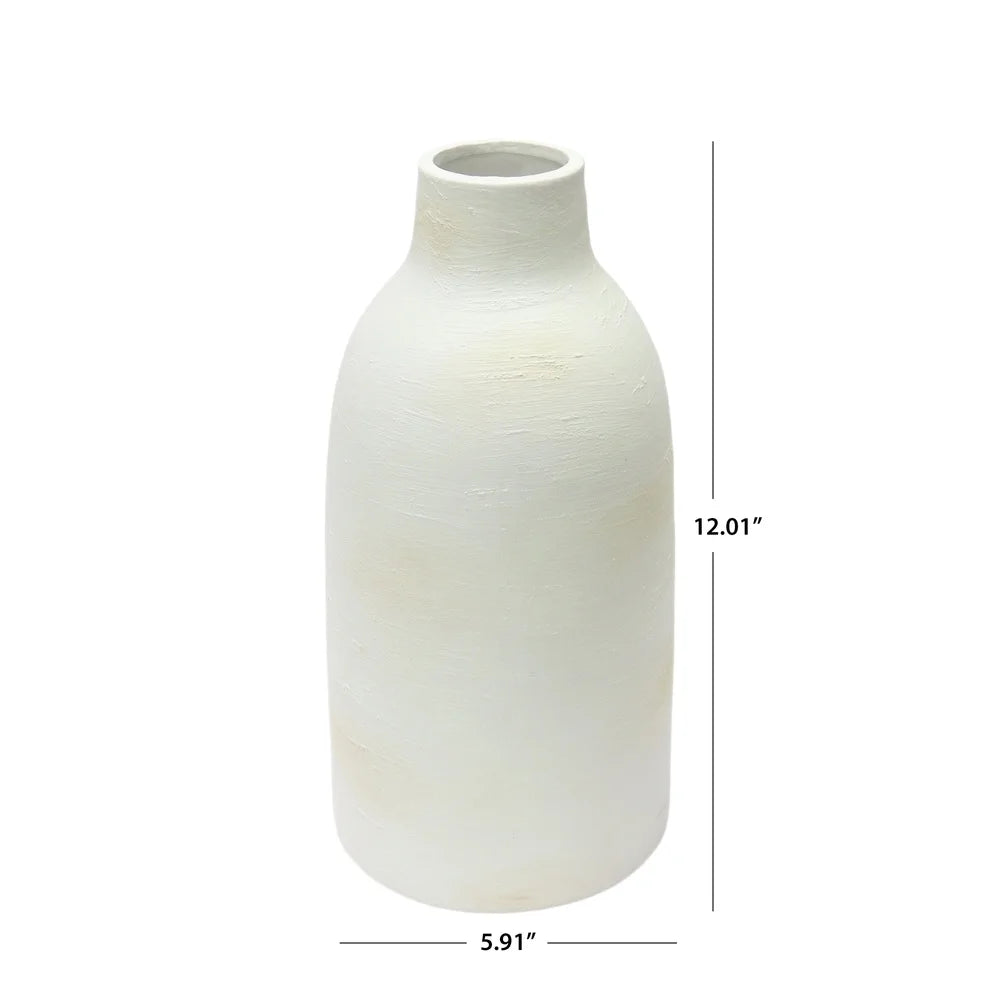 Brushed Wash Ceramic Vase Decorative Piece Home Living Room Kitchen Tabletop Artisanal Organic Design Narrow Opening Display