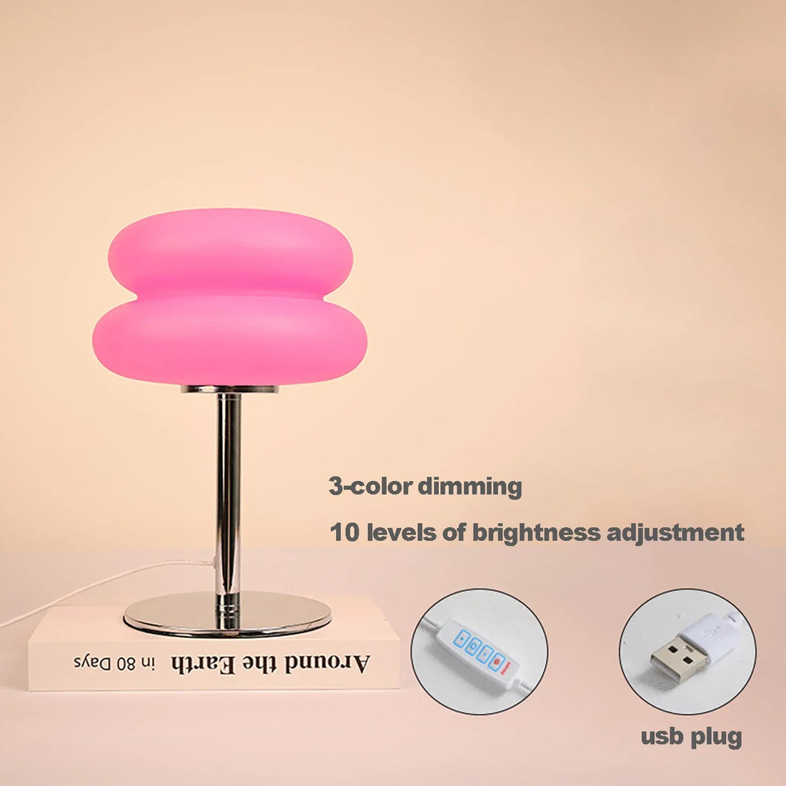 Bauhaus  table lamp plastic lampshade  bedroom bedside living room Nordic mushroom lamp 9-level brightness dimming ambient light