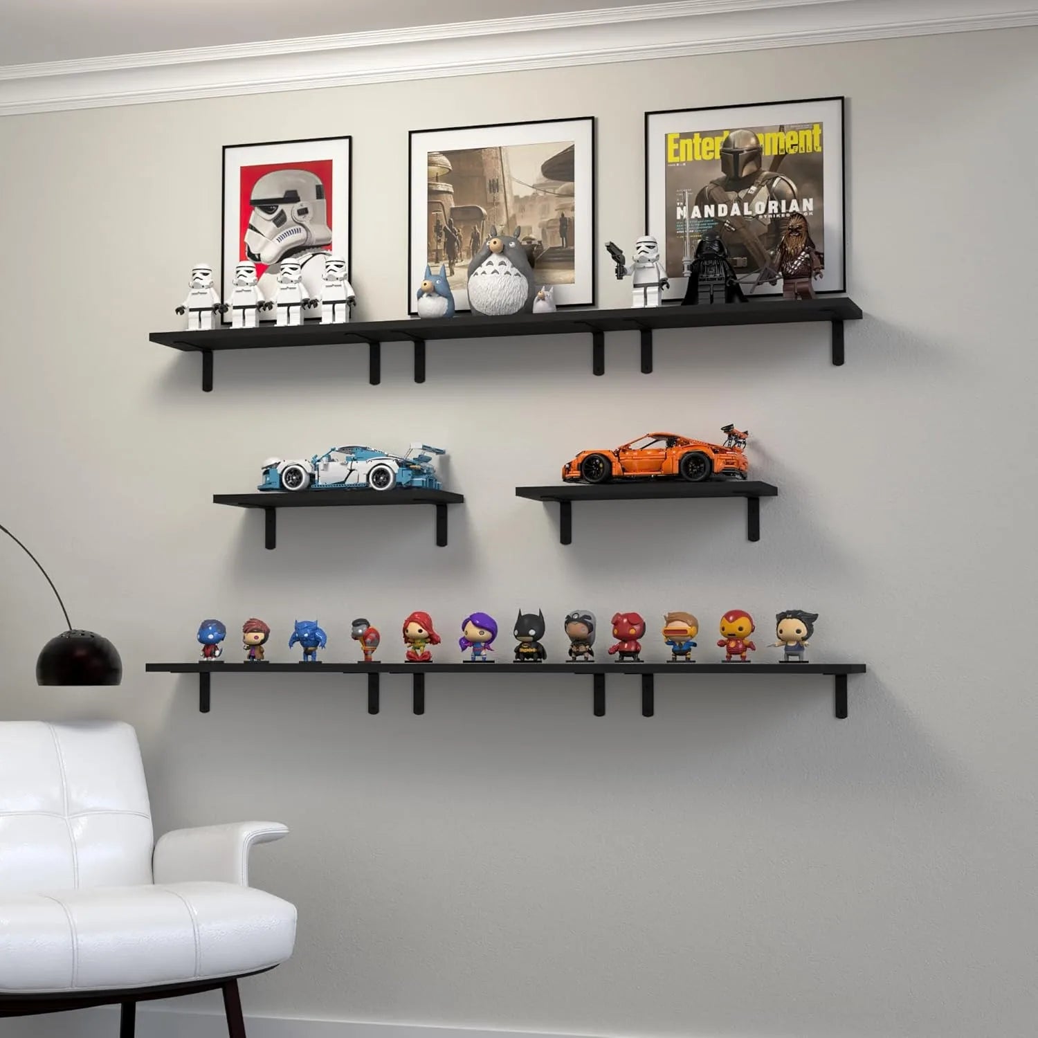 Floating Shelves, 8 Sets Wall Shelves, Wooden Floating Shelves for Bedroom Wall Décor, Wall Mounted Floating Bathroom Shelf