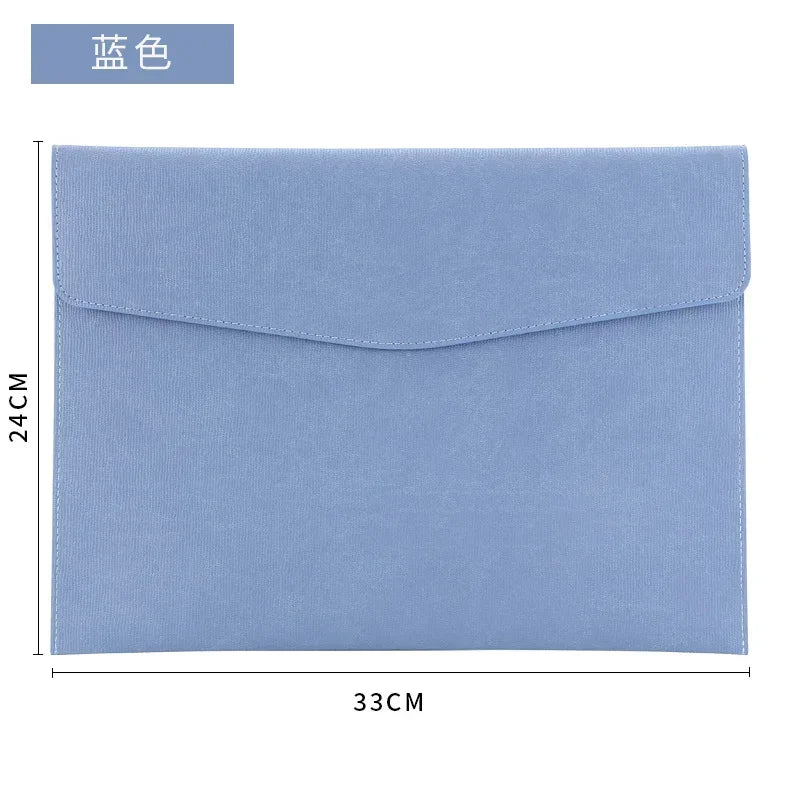 A4 Leather File Folder Large Capacity Document Bag Business Briefcase Magnetic Button Waterproof Laptop Cases Office Organizer