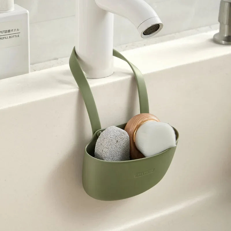 Kitchen Sink Sponges Soap Holder Bathroom Dish Drain Water Basket Storage Drying Rack Accessories Organizer