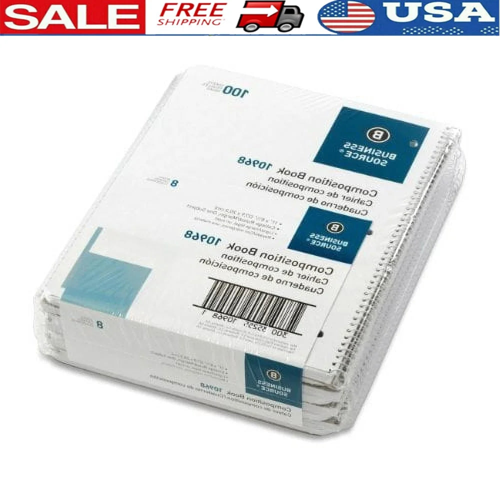 Wirebound College Ruled Notebook Single Subject Punched Stiff Cover 100 Sheets Letter Size Spiral Bound Durable Office School