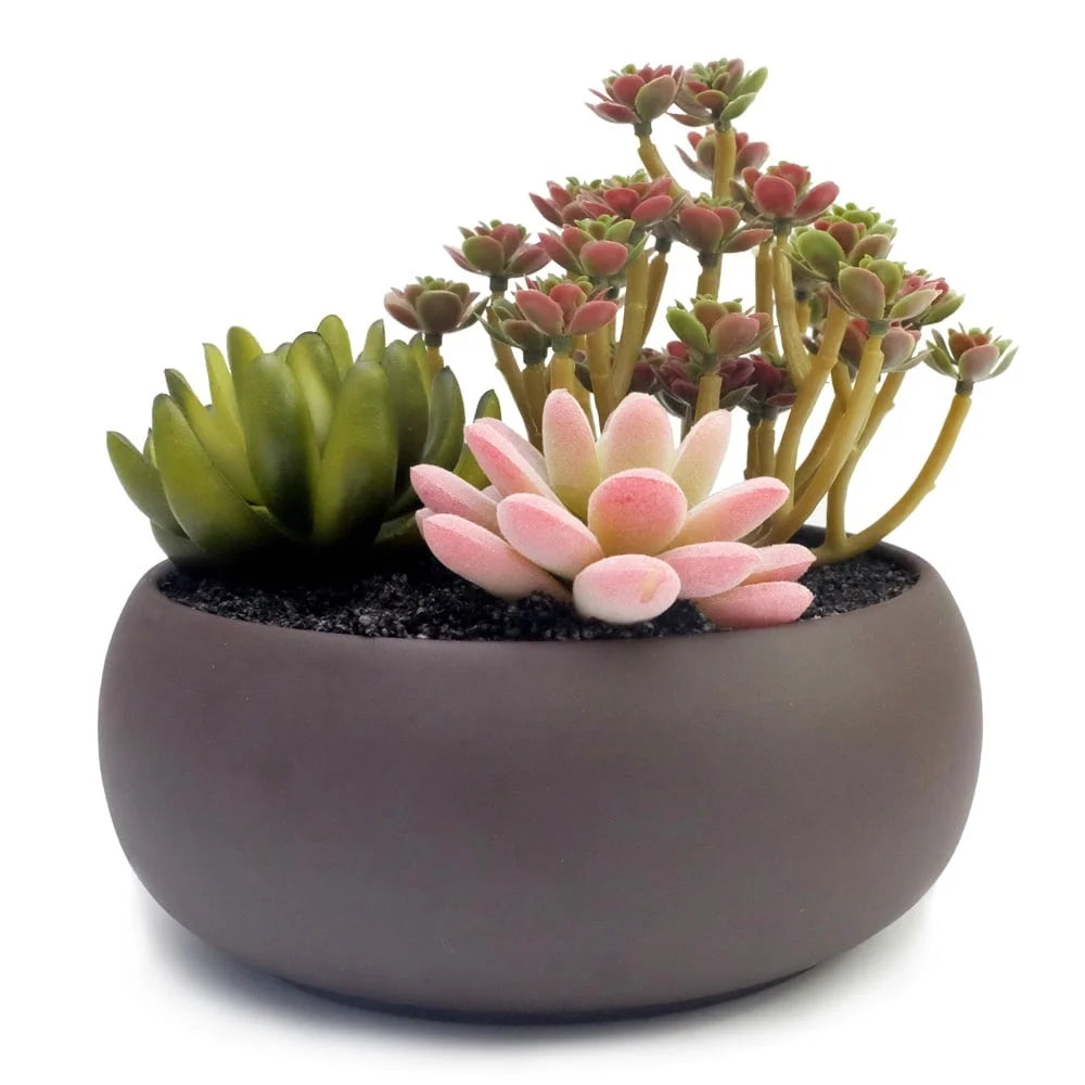 Unglazed Round Ceramic Planter Pot Succulent Cactus Holder with Drainage Perfect Home Office Decoration Wedding Party