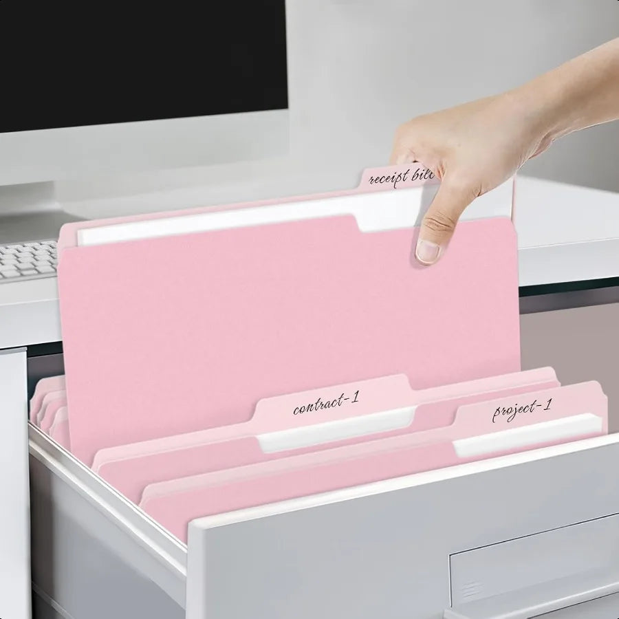 File Folders 30 Pack Manilla Folders 8.5 x 11 Colored File Folders Home Office School Supplies for Documents Files Paper Pink