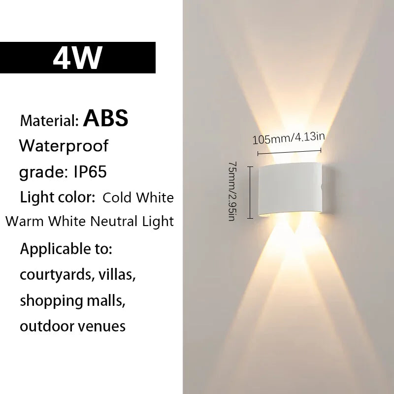 LED wall lights UP & Down AC85-265V ABS Waterproof Led Lights Modern Indoor Outdoor Appliances For Wall Panels Home Garden Yard