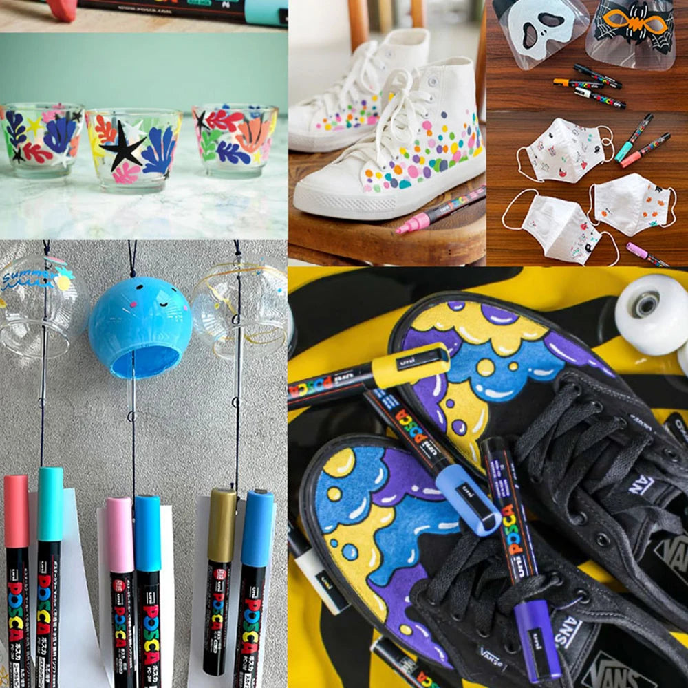 16pcs UNI PC-3M POSCA Markers Set Acrylic Pen 0.9-1.3mm Painting Graffiti High Quality Japanese Stationery Office Supplies