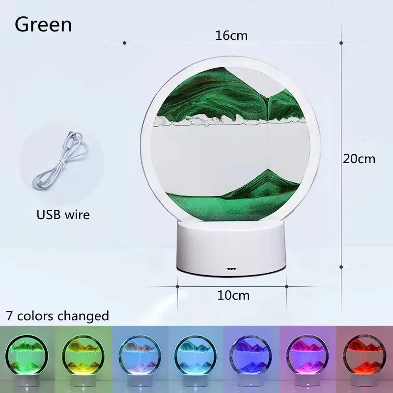 gift atmosphere lamp creative quicksand lamp ornament hourglass sand painting 3d night light decompression table lamp bedside