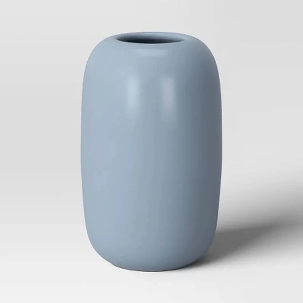 Ceramic Pill Decorative Vase Watertight Tabletop Centerpiece Flowers Home Decor Unique Accent Piece 8 Inches High