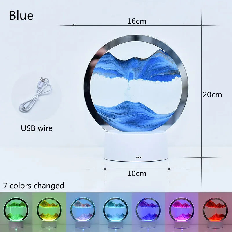 gift atmosphere lamp creative quicksand lamp ornament hourglass sand painting 3d night light decompression table lamp bedside