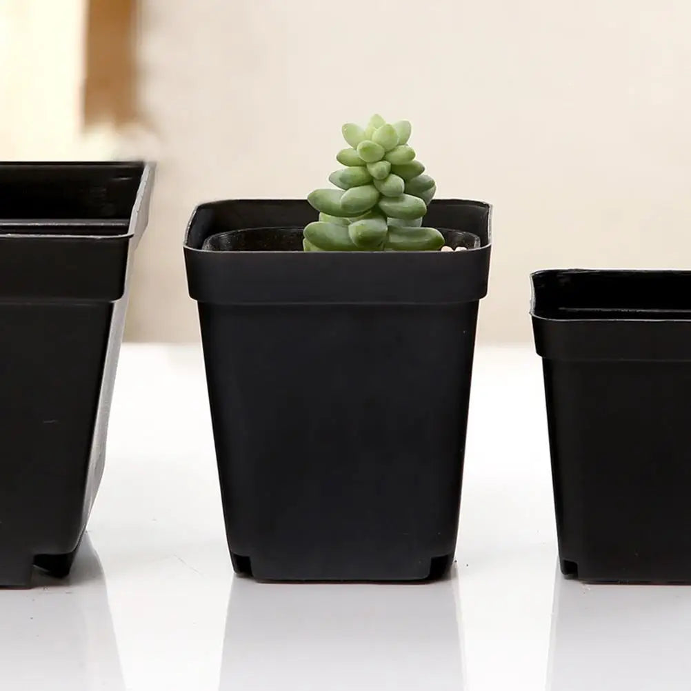 50pcs Plastic Square Flower Pot Mini Decorative Flower Pots Planters Creative Succulents Nursery Floral Holder Organizer Garden