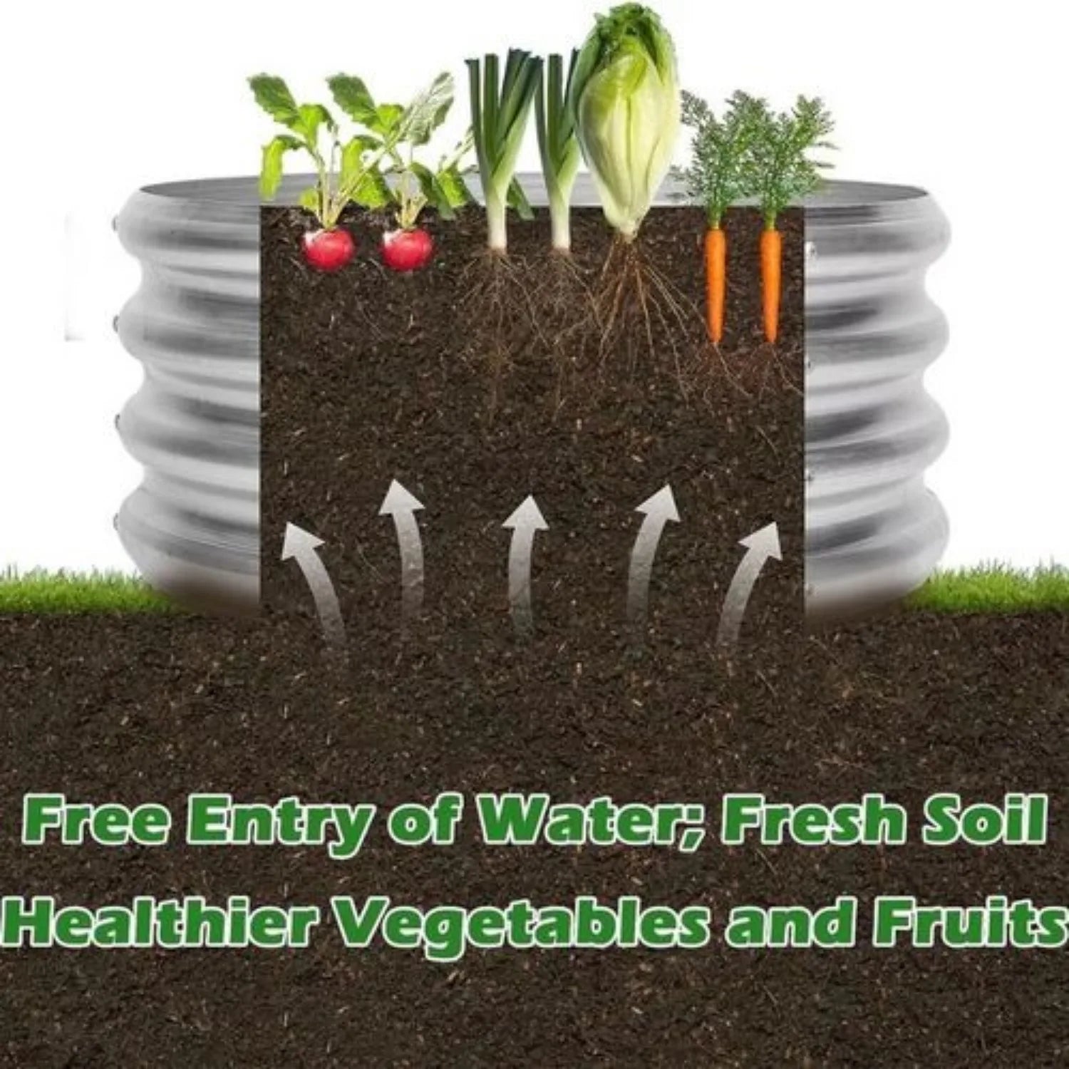 Galvanized Metal Raised Garden Bed Kit | Round Outdoor Planter for Vegetables & Herbs Gardening