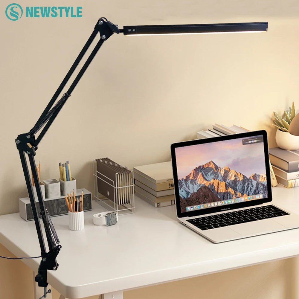 Single-Head LED Folding Metal Desk Lamp 3 Colors Adjustable 10 Brightness Levels Flexible Rotating Lamp Head for Home Reading PC