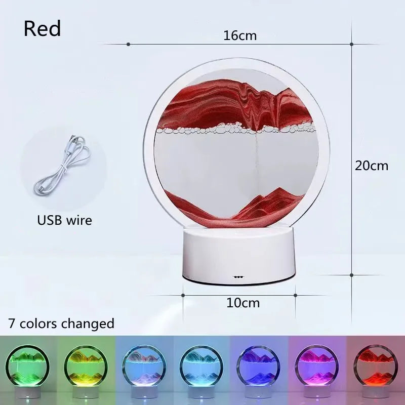 gift atmosphere lamp creative quicksand lamp ornament hourglass sand painting 3d night light decompression table lamp bedside