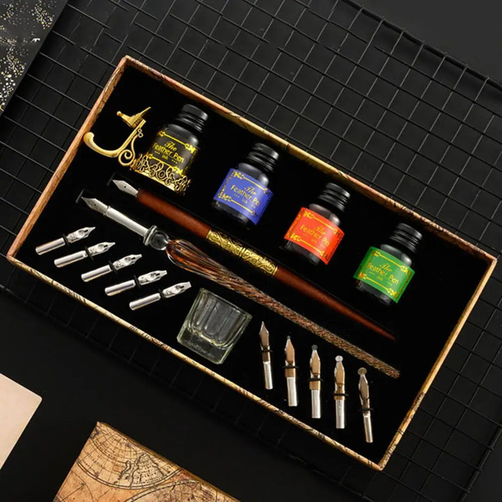 Dip Pen Fountain Set Star Starry Sky Glass Calligraphy Ink Pen Stationery Gift