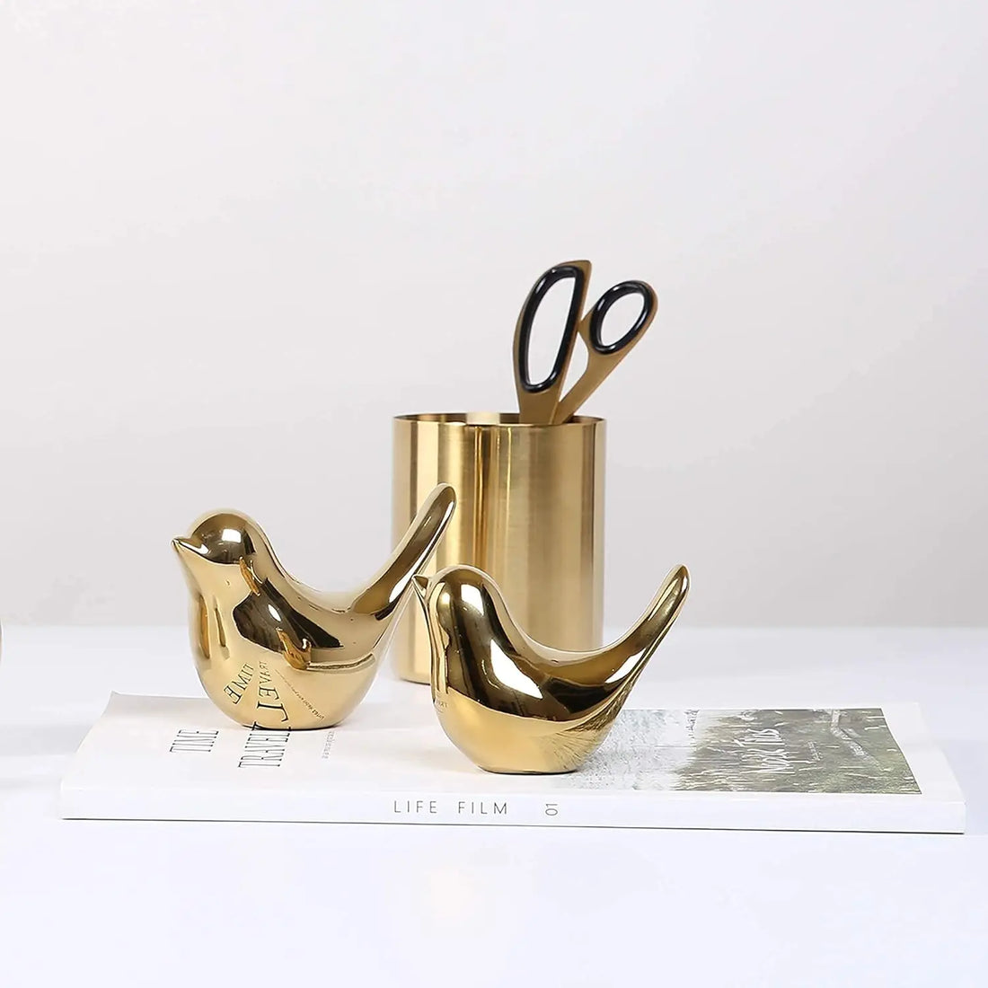 Small Birds Statues Gold Home Decor Modern Style Figurine Decorative Ornaments for Living Room,Bedroom,Office Desktop,Cabinets