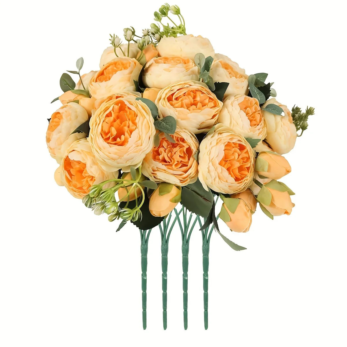 4 Bundles Peonies Artificial Flowers, 13.4in Silk Fake Flowers Bouquets for Home Wedding Decoration Table Centerpiece