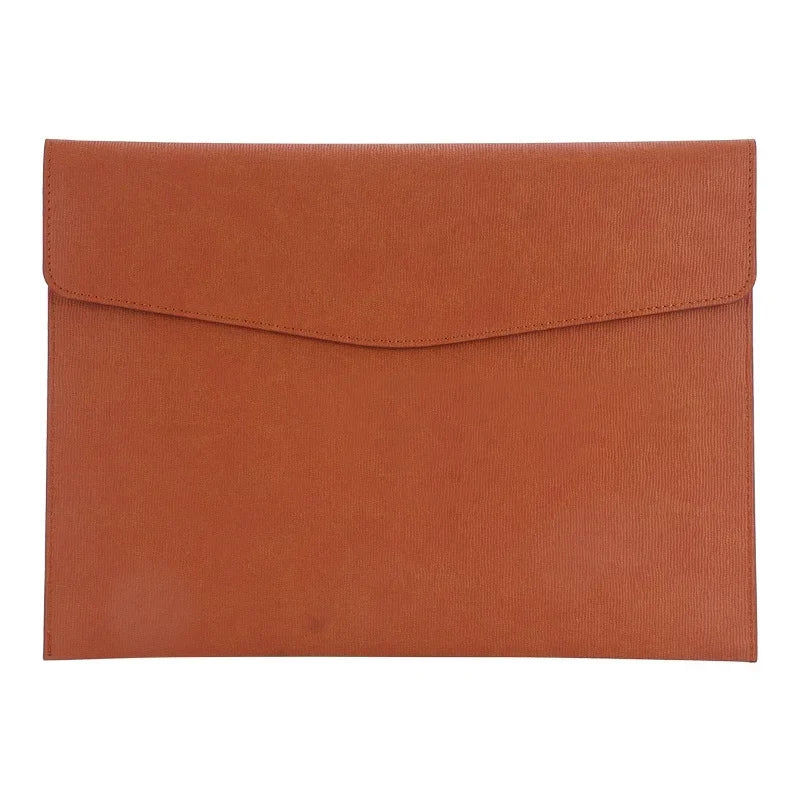 A4 Leather File Folder Large Capacity Document Bag Business Briefcase Magnetic Button Waterproof Laptop Cases Office Organizer