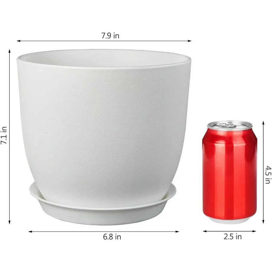 Plant Pots 8 Inch Set of 4 Flower Pots with Multi Mesh Drainage Holes Planters for Indoor Outdoor Garden Plants and Flowers