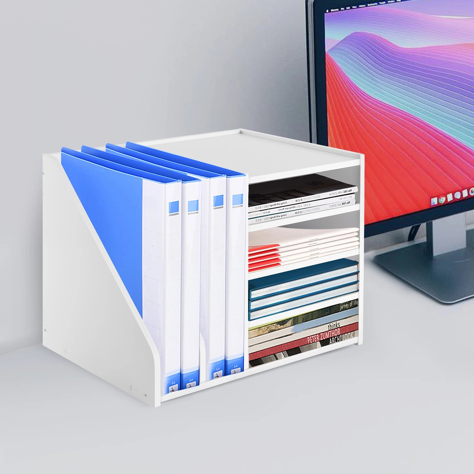 File Holder Organizer 4+2 Tier, Pvc Document Mail Sorter for Office Home School, Holds Files Books Envelopes