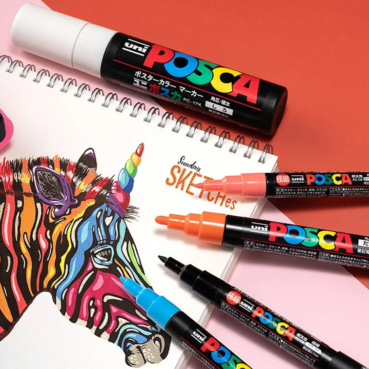 16pcs UNI PC-3M POSCA Markers Set Acrylic Pen 0.9-1.3mm Painting Graffiti High Quality Japanese Stationery Office Supplies