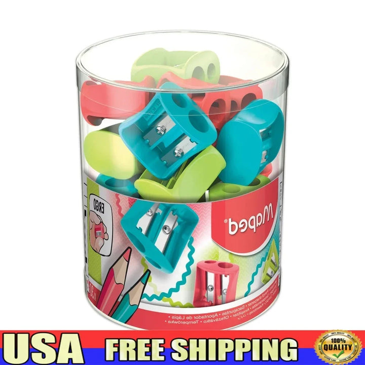 30 Pack 2 Hole Pencil Sharpeners Graphite and Colored Pencils Durable Steel Blades Portable School Office Art Drawing