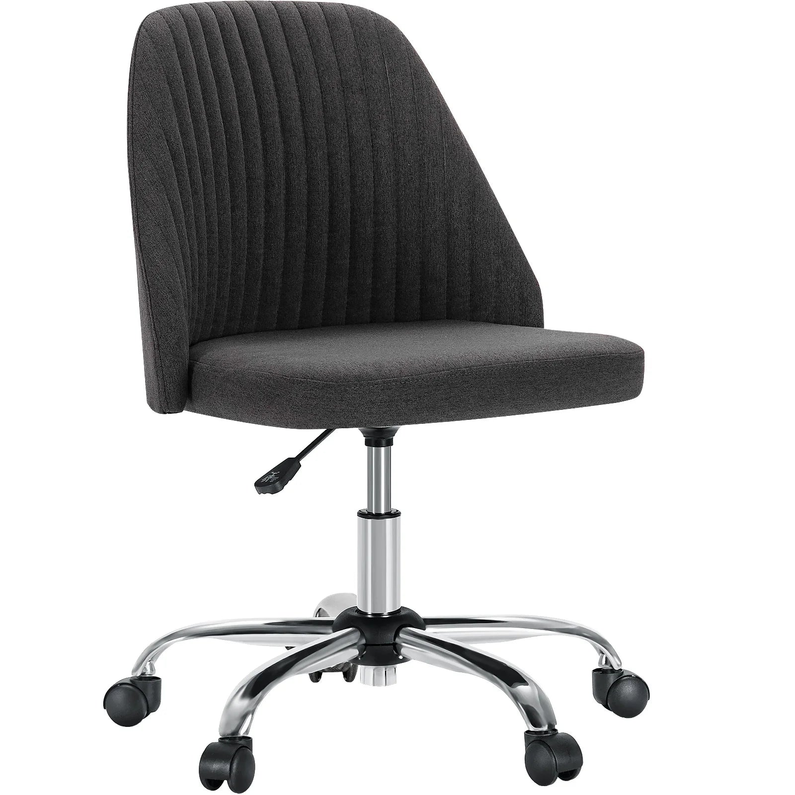 JHK Armless Small Desk Office Chair Cute Vanity Swivel Chair with Back Modern Fabric with Wheels Swivel Task Home Gaming Chair