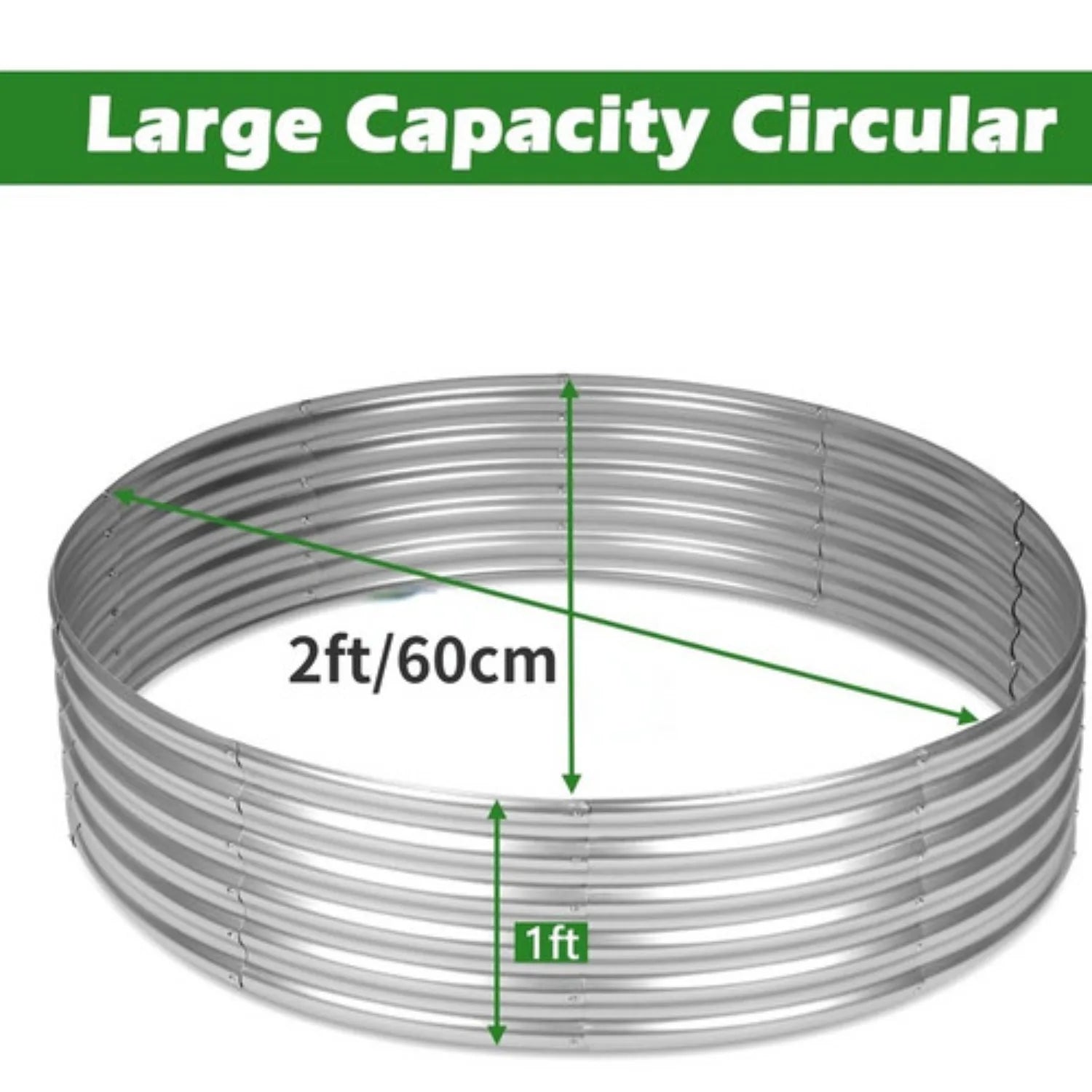 Galvanized Metal Raised Garden Bed Kit | Round Outdoor Planter for Vegetables & Herbs Gardening
