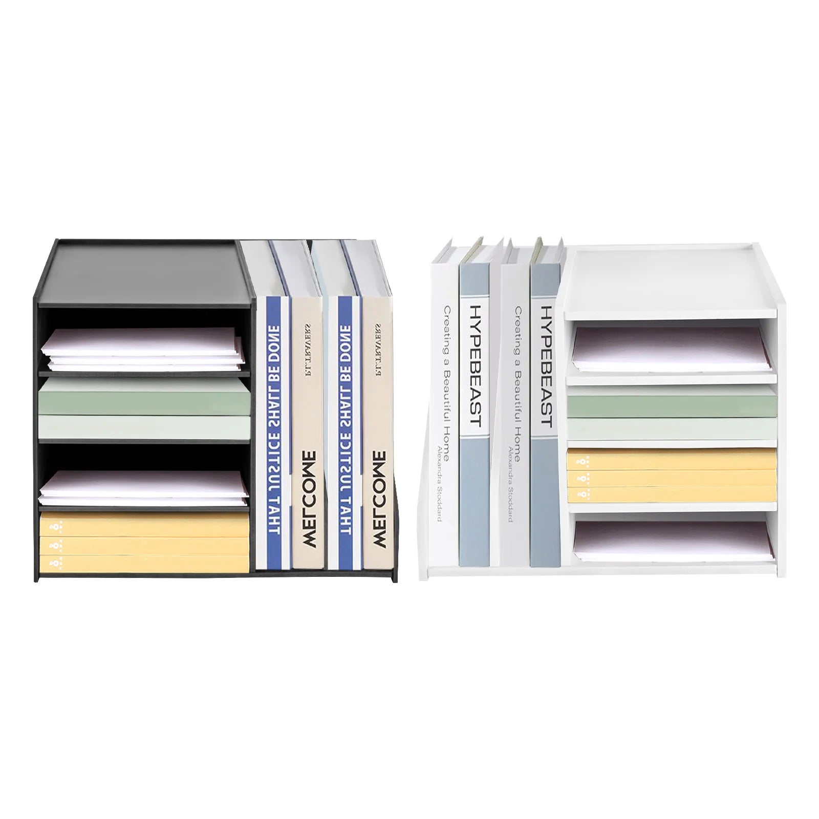 PVC Desktop File Organizer with 4 Compartments, Stable Structure for Efficient Office Desk Organization