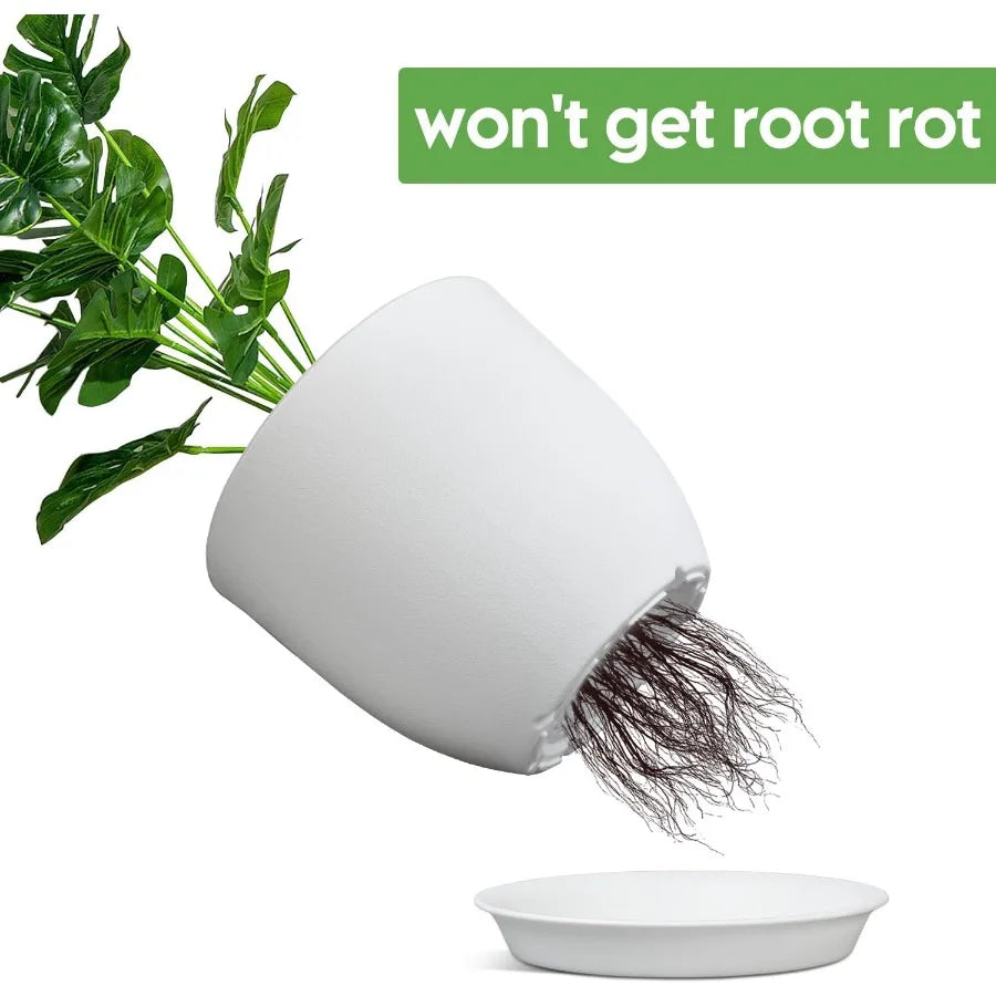 Plant Pots 8 Inch Set of 4 Flower Pots with Multi Mesh Drainage Holes Planters for Indoor Outdoor Garden Plants and Flowers