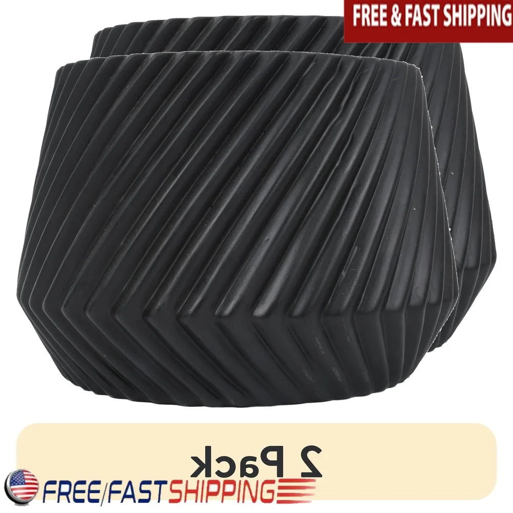 Ceramic Ridge Planter 2 Pack with Drainage Holes Indoor Outdoor Plant Pot Modern Home Decor Perfect Gift Succulents and Foliage