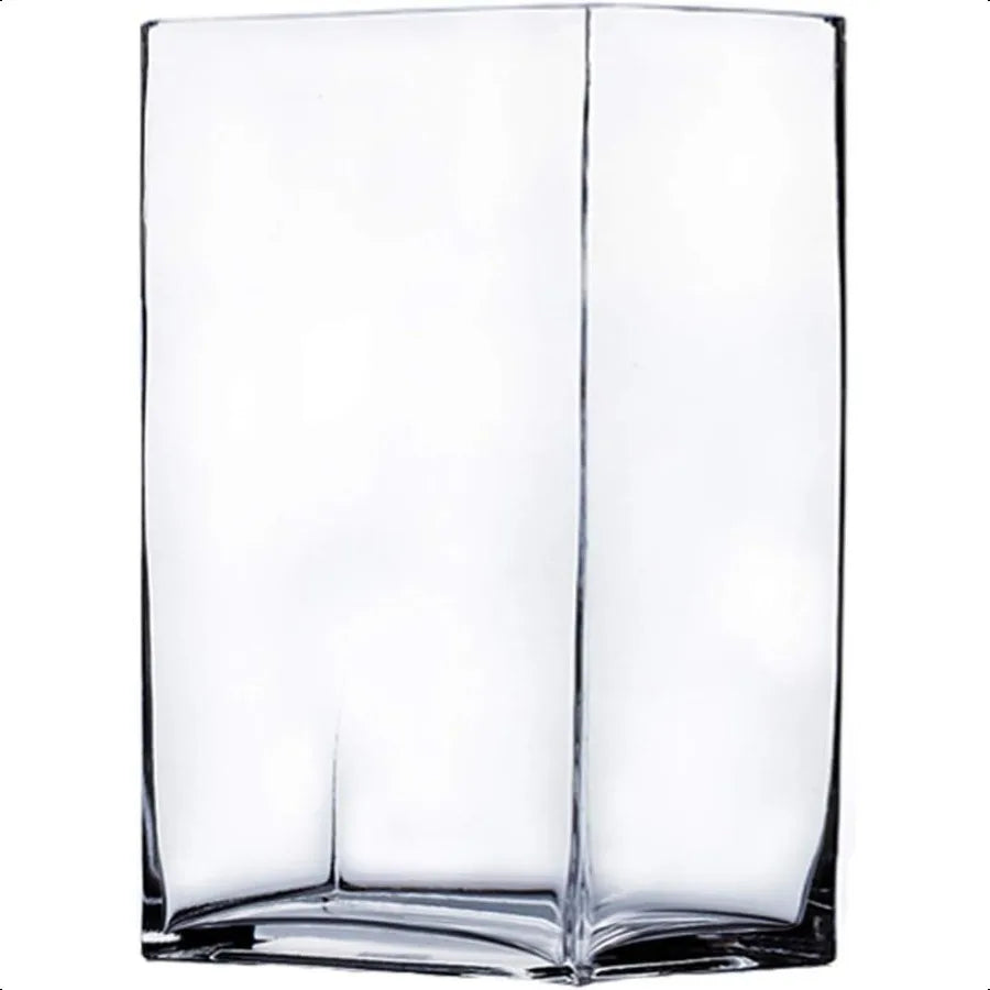 WGV Glass Rectangle Block Vase Width x Length 3" x 4" Height 6.5" Clear Floral Planter Container Votive Candle Holder Wedding P