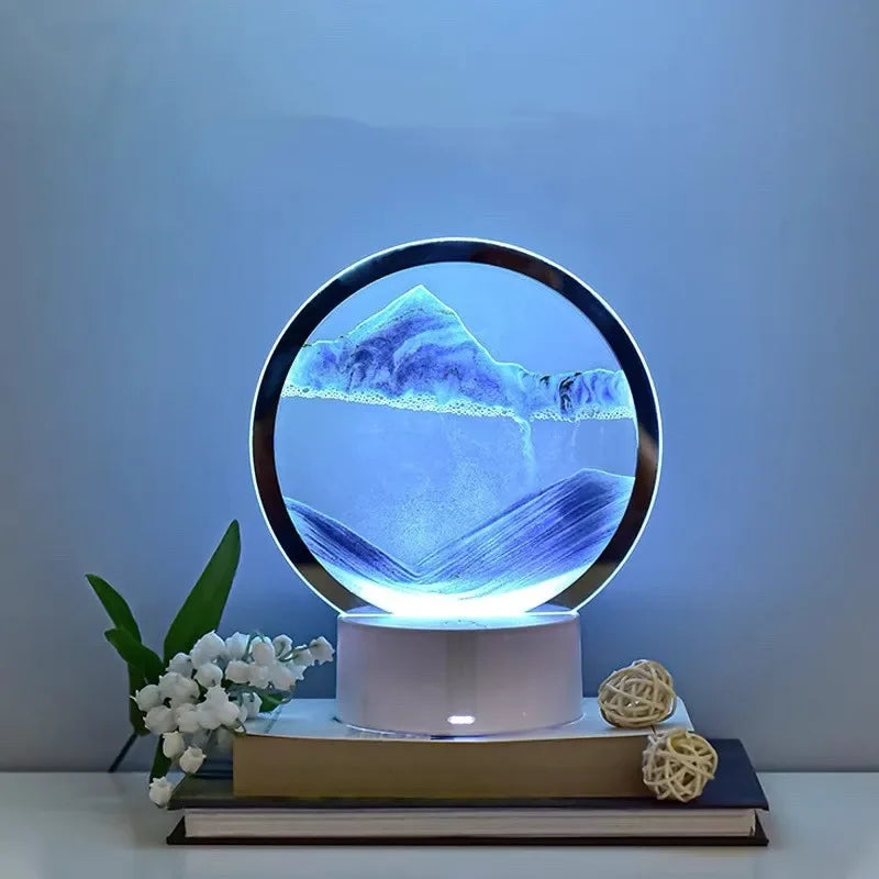 gift atmosphere lamp creative quicksand lamp ornament hourglass sand painting 3d night light decompression table lamp bedside