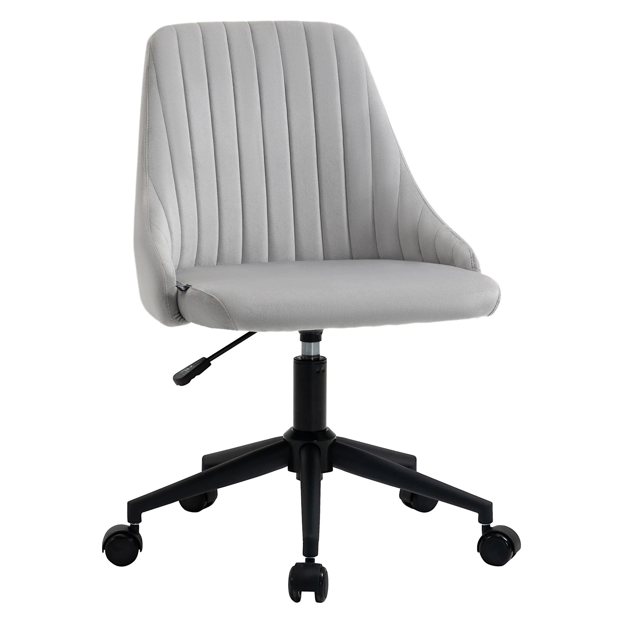 Vinsetto Mid-Back Office Chair, Velvet Fabric Swivel Scallop Shape Computer Desk Chair for Home Office or Bedroom, Grey