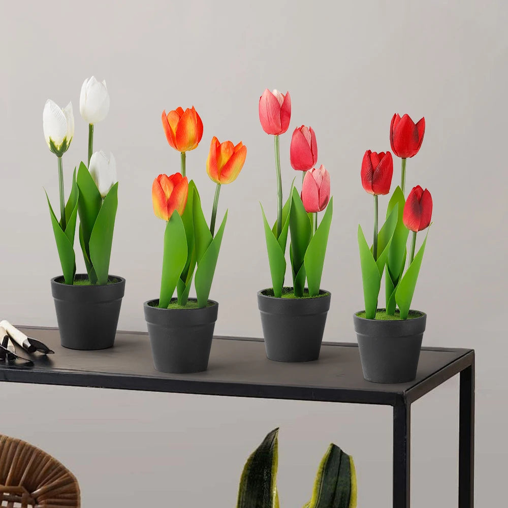 Mini Artificial Potted Flowers Bonsai - Lifelike Table Decor for Home & Garden, Fake Plant Ornaments