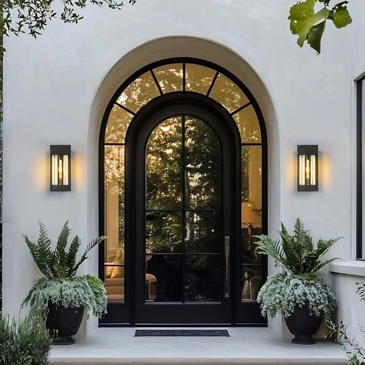 Porch light outdoor, matte black outdoor wall light strip E26 socket, suitable for front doors, garages, terraces or courtyards