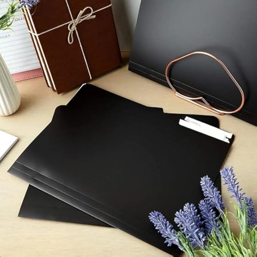 12 Pack Black File Folders 3 Tab 1 3 Cut File Folders Letter Size for Home Office School Plastic 9x11.5 in Office Supplies