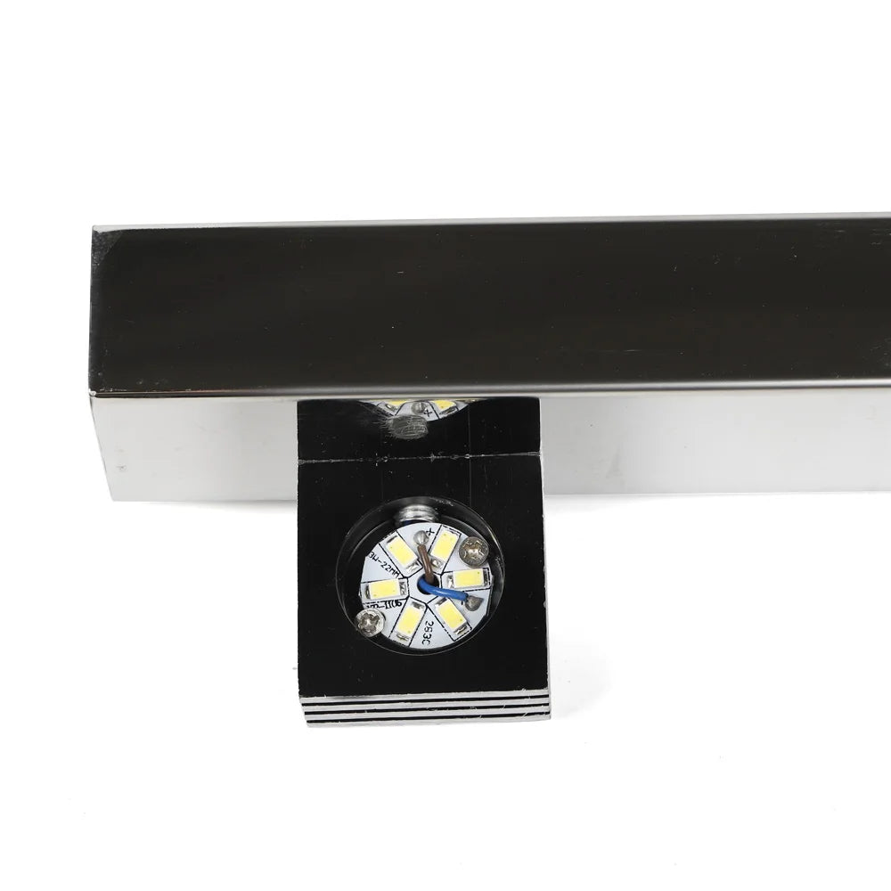 12W 4 Heads Sliver Stainless Steel LED Mirror Front Light, Modern Bedside Wall Lamp for Living Room, Bathroom, Reading Room