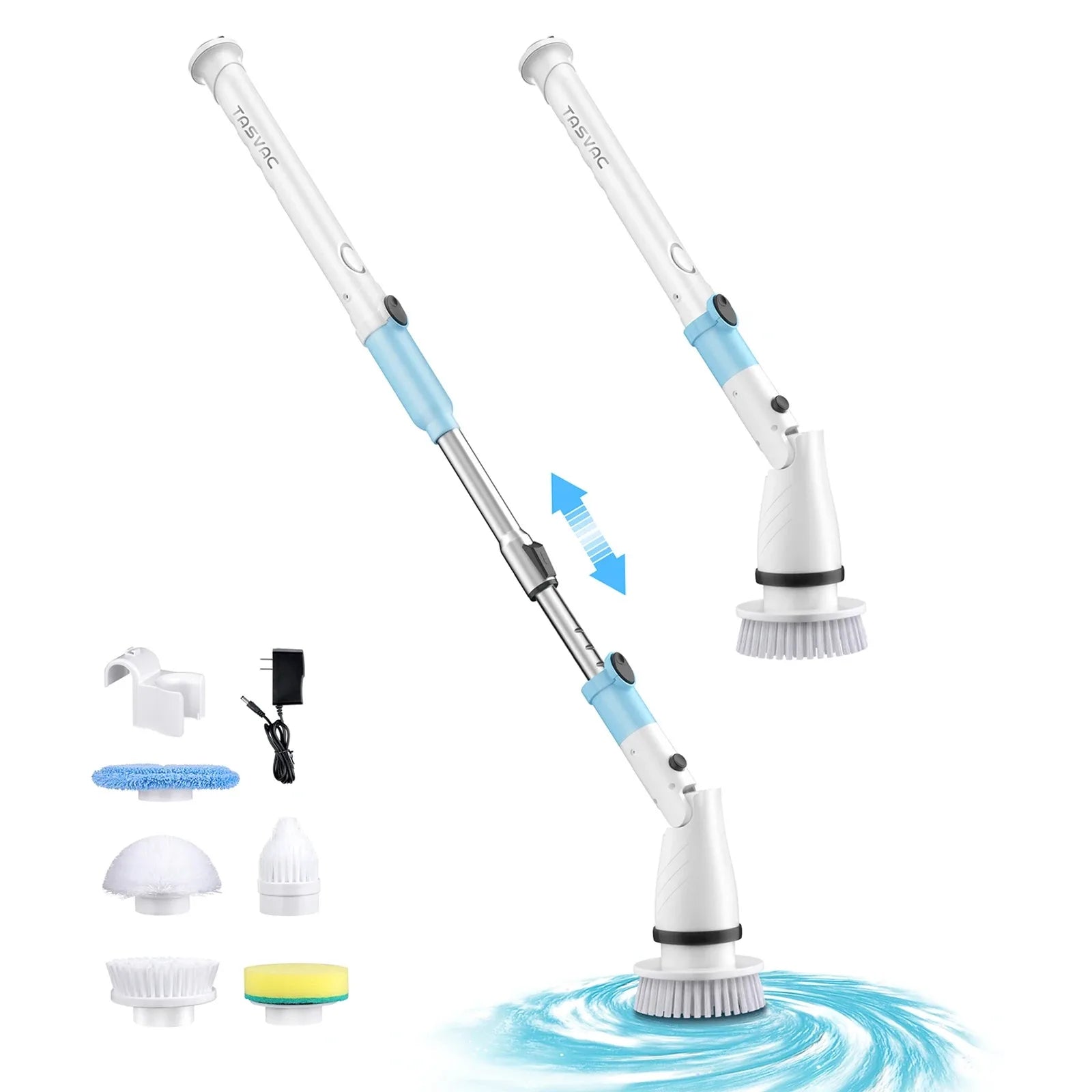 Electric Spin Scrubber Cordless Cleaner Brush with 5 Replaceable Brush Heads 450RPM Bathroom Scrubber for Cleaning  Bathtub Tile