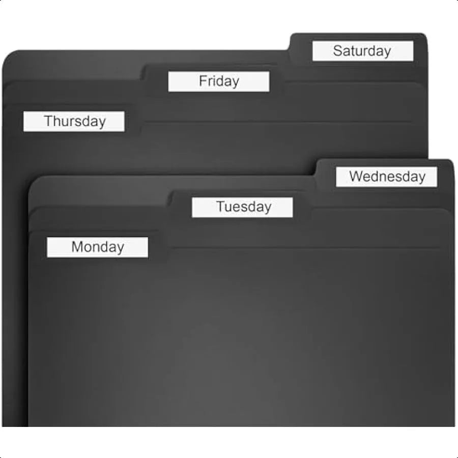12 Pack Black File Folders 3 Tab 1 3 Cut File Folders Letter Size for Home Office School Plastic 9x11.5 in Office Supplies