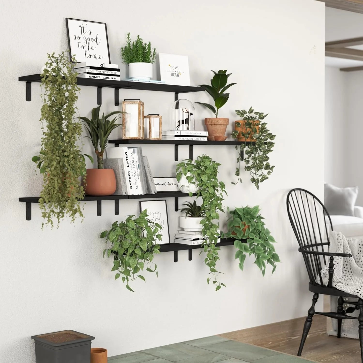 Floating Shelves, 8 Sets Wall Shelves, Wooden Floating Shelves for Bedroom Wall Décor, Wall Mounted Floating Bathroom Shelf