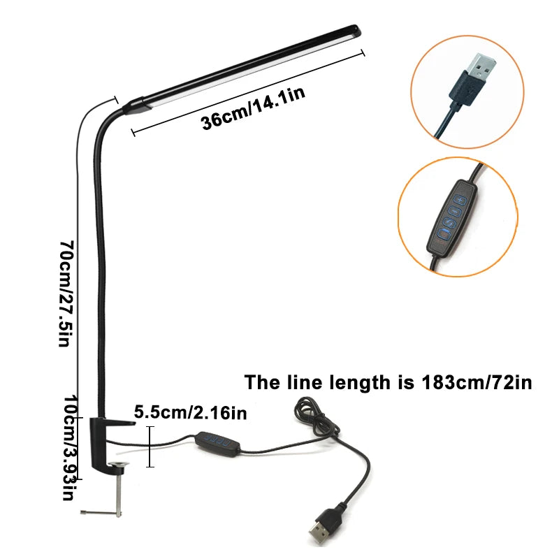 Single-Head LED Folding Metal Desk Lamp 3 Colors Adjustable 10 Brightness Levels Flexible Rotating Lamp Head for Home Reading PC