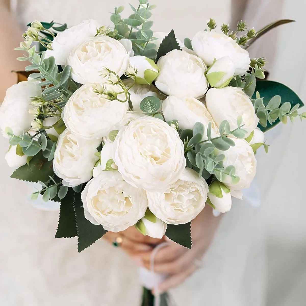 4 Bundles Peonies Artificial Flowers, 13.4in Silk Fake Flowers Bouquets for Home Wedding Decoration Table Centerpiece