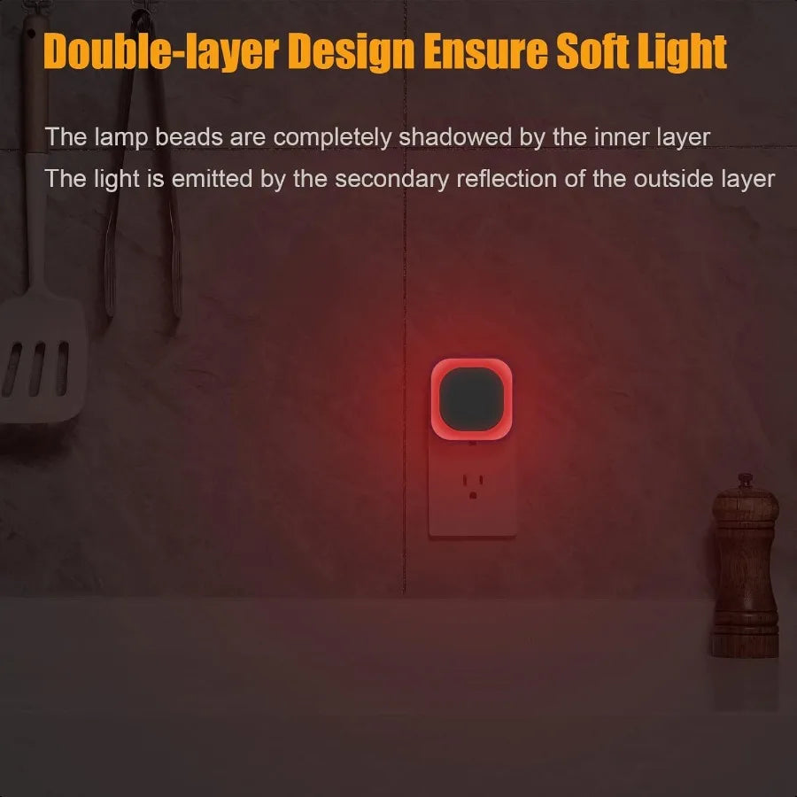 2 Pack Plug in Dimmable Red Night Light Auto Dusk to Dawn Sensor LED Night Light Soft Glow Diffused Light for Baby ry Bathroom