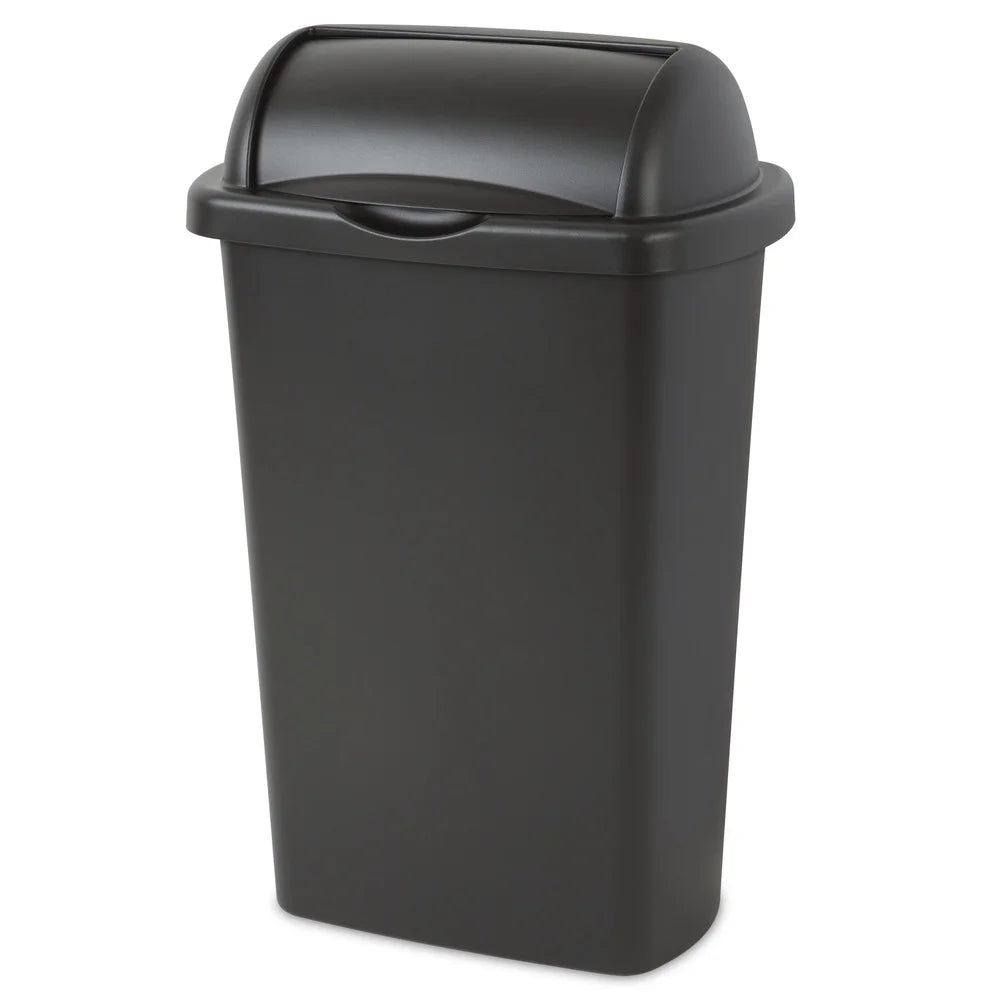 13 Gal Roll Top Wastebasket Plastic Easy Clean Kitchen Trash Can Indoor Use Durable Large Capacity Garbage Bin