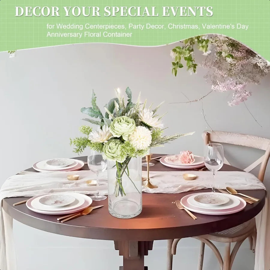 Glass Vase Flower Vase Tall Clear Cylinder Round Vase for Centerpieces Hurricane Floating Candle Holders Wedding Party Home Dec